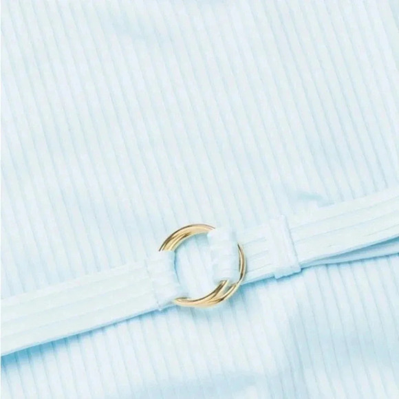 Melissa Odabash sky St. Tropez belted ribbed swimsuit size 10 B2102 - Picture 6 of 9